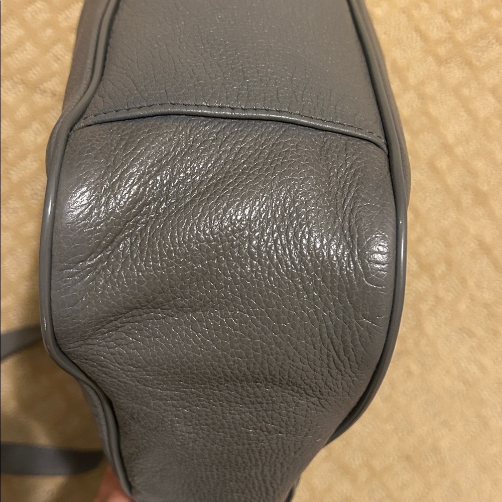 Tory Burch Gray Pebbled Leather Horsebit 2 Way Crossbody Hand Bag - Picture 7 of 13